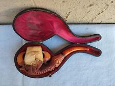 ANTICA PIPA SEMI-CURVA SCHIUMA DI MARE MEERSCHAUM ARTIGLIO PRESA CAMINO DIFETTI