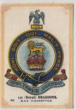 BDV Silk Cigarette card 96, British Army Badges 1913: 1st (Royal) Dragoons
