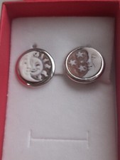 ORECCHINI  IN CAMMEO  SARDONICO ( Sole & Luna ) SU ARGENTO, 925  