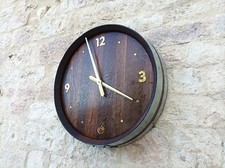 Orologio grande in legno di rovere ricavato da una barrique