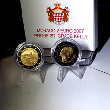 MONACO DITTICO 2 EURO PROOF 3D GRACE KELLY 2007.2 EURO 2015 FORTEZZA