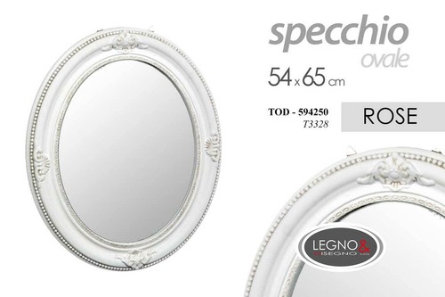 Specchio ovale legno bianco - ovale, il