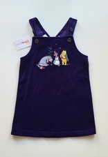 ~Vintage~ Y2K Disney Pooh Eeyore Maialino Viola Velluto Emb Vestito 18 M Natale