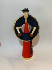 bambole costumi sardi in legno decorate e lavorate a mano con foglia oro