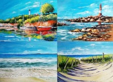 Collezione di quattro paesaggi marini 30x40 in pittura acrilico su pannello