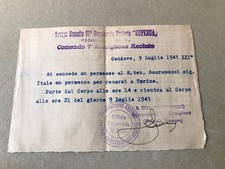 Documento divisione Superga 1943 regio esercito