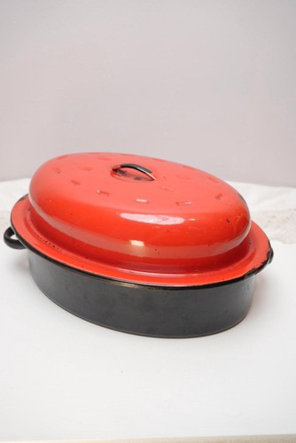 Vintage red and - vintage, enamel