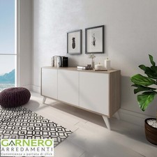 Credenza moderna soggiorno alta 3 ante salotto DIVINE mobile rovere bianco
