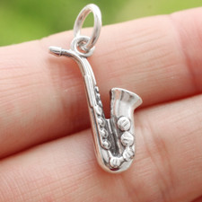 Ciondolo sassofono argento sterling 925 ciondolo musica per collana sassofonista
