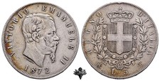 REGNO D'ITALIA 5 lire 1872 Milano ARGENTO Scudo Vittorio Emanuele II