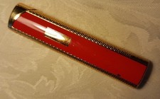 Accendino rosso e placato oro Ronson h. cm. 8,3 Lighter V3 ^