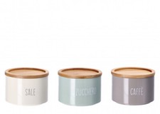 Set barattoli in latta con coperchio, sale -zucchero- caffè