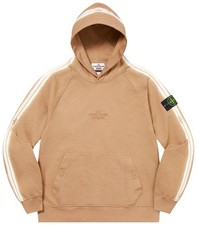Felpa con cappuccio uomo Supreme Stone Island marrone con logo a righe laterali XL nuova con etichetta