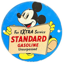 Vintage Insegna Pompa Stazione di Servizio Standard Benzina Porelain SisnOil Topolino Disney