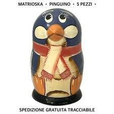 MATRIOSKA • PINGUINO • Rara Originale Pezzi Decorata A Mano Made In Russia