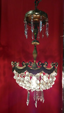 LAMPADARIO D'EPOCA OTTONE CRISTALLI IMPERO Ø 30CM OLD EMPIRE CHANDELIER LUSTRE