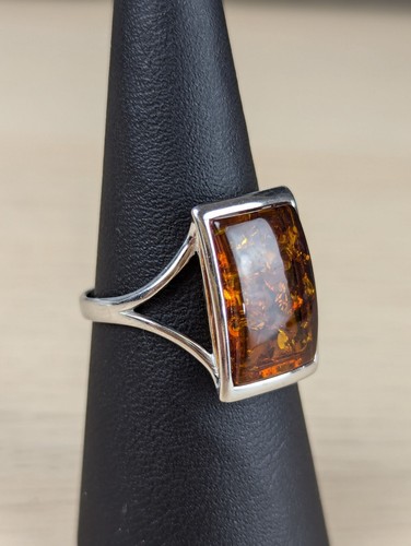 Grande anello ambra con - ambra,