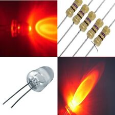 10 Pz. DIODI LED 10mm ROSSO alta luminosità + RESISTENZE omaggio PROFESSIONALI