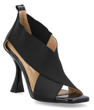 FERRE' F-170 SANDALI SCARPE DONNA DA INFILARE  TACCO ECOPELLE ELASTICO NERO