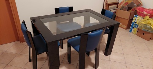 Tavolo laccato nero - , vetro