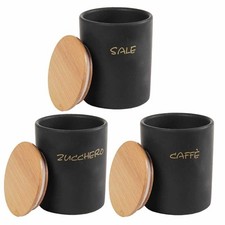 Set 3 barattoli cucina tondi 10x13 cm caff�/sale/zucchero con tappo ermetico
