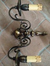 APPLIQUE VINTAGE FIAMMINGHE IN BRONZO BRUNITO 3 DOPPIE E 1 SINGOLA