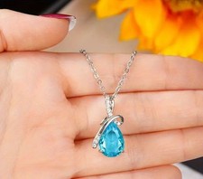 Collana ciondolo vera acquamarina e zirconi con GARANZIA pietre naturali NUOVA