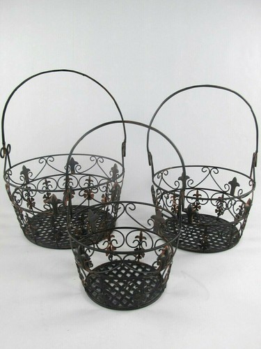 3er set cesto fiori ferro - cesto,