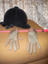 set equitazione cappello guanti e frustino