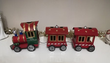 Treno natalizio di metallo porta candele x3 lunghezza 65 cm