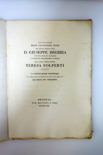 Nozze conte brebbia - conte, g.