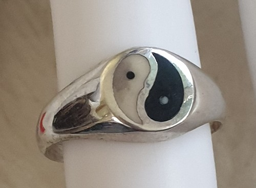 Anello vintage smaltato yin - anello,