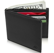 Portafoglio Uomo Bifold Minimalista Vera Pelle Blocco RFID Slim Portafoglio Uomo