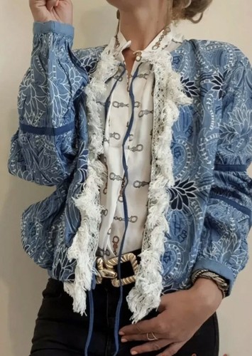 Giacca zara blu ricamata con - giacca,