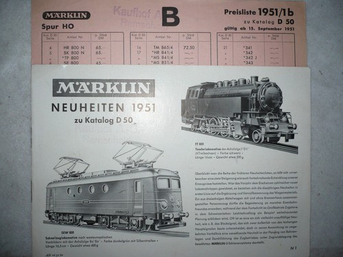 Märklin catalogo novità 1951