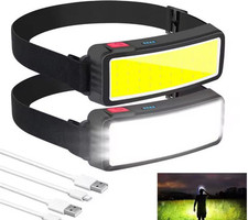 TORCIA FRONTALE LED DA TESTA RICARICABILE LUCE LAMPADA LED PER LAVORO POTENTE UV