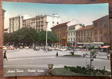 ACQUI TERME 1967 CARTOLINA ACQUARELLATA SU PIAZZA ITALIA-66550