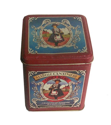Antica scatola latta tea - antica, in