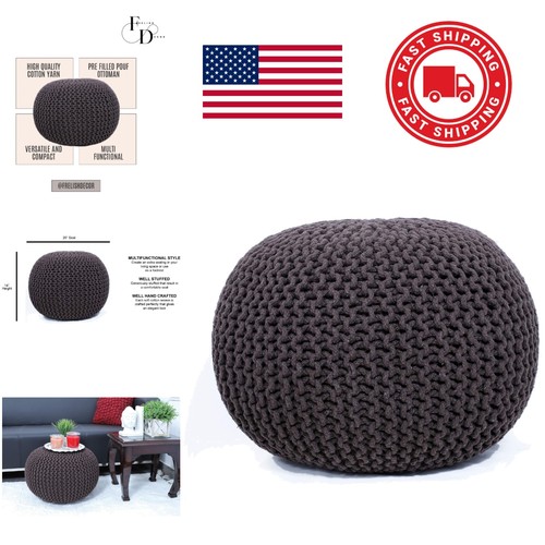 Lightweight round pouf ottoman - round,