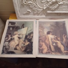 Coppia di riproduzioni Affresco Su Tela