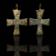 Ciondolo Croce Bronzo Terra Santa Cristiana Antica Certificata Autentica Certificato COA