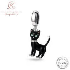 Charm gatto nero vero argento