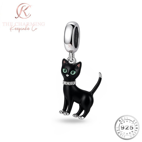 Charm gatto nero - argento, s925