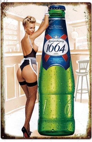 Targa metallo vintage - , birra
