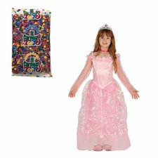 Guirca Costume da Principessa Rosa per Bambina Vestito Carnevale + Coriandoli