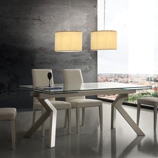 *TAVOLO IN CRISTALLO EXTRACHIARO ALLUNGABILE/BASE IN METALLO 3 COLORI - LS 674