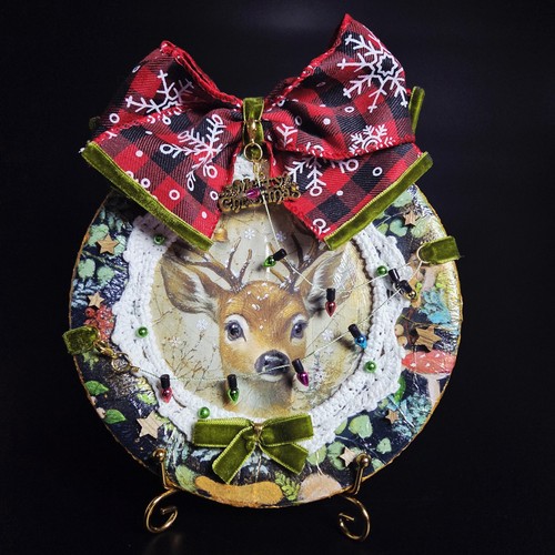 Piatto decoupage cervo stile