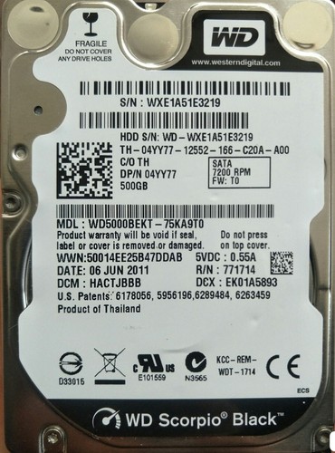 Western digital 500 - 500, gb