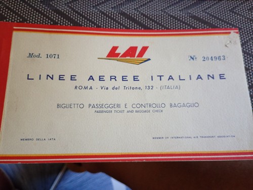 Biglietto aereo del 1953 della
