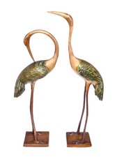 Coppia Di Gru In Ottone Statua